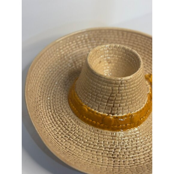 VINTAGE Western Pottery Ceramic Sombrero Hat Chips/Salsa Dish Decorative Party - Picture 5 of 8